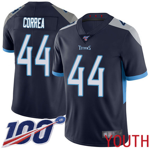Tennessee Titans Limited Navy Blue Youth Kamalei Correa Home Jersey NFL Football #44 100th Season Vapor Untouchable->youth nfl jersey->Youth Jersey